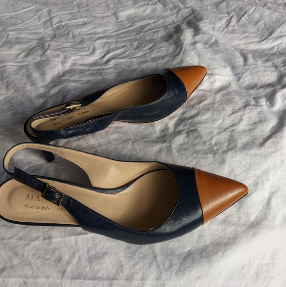 Leather two-toned kitten heels - Picture 6 of 9